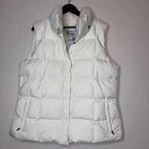 Eddie Bauer 700 Premium Goose Down Cream Puffer Zip Snap Vest‎ XL